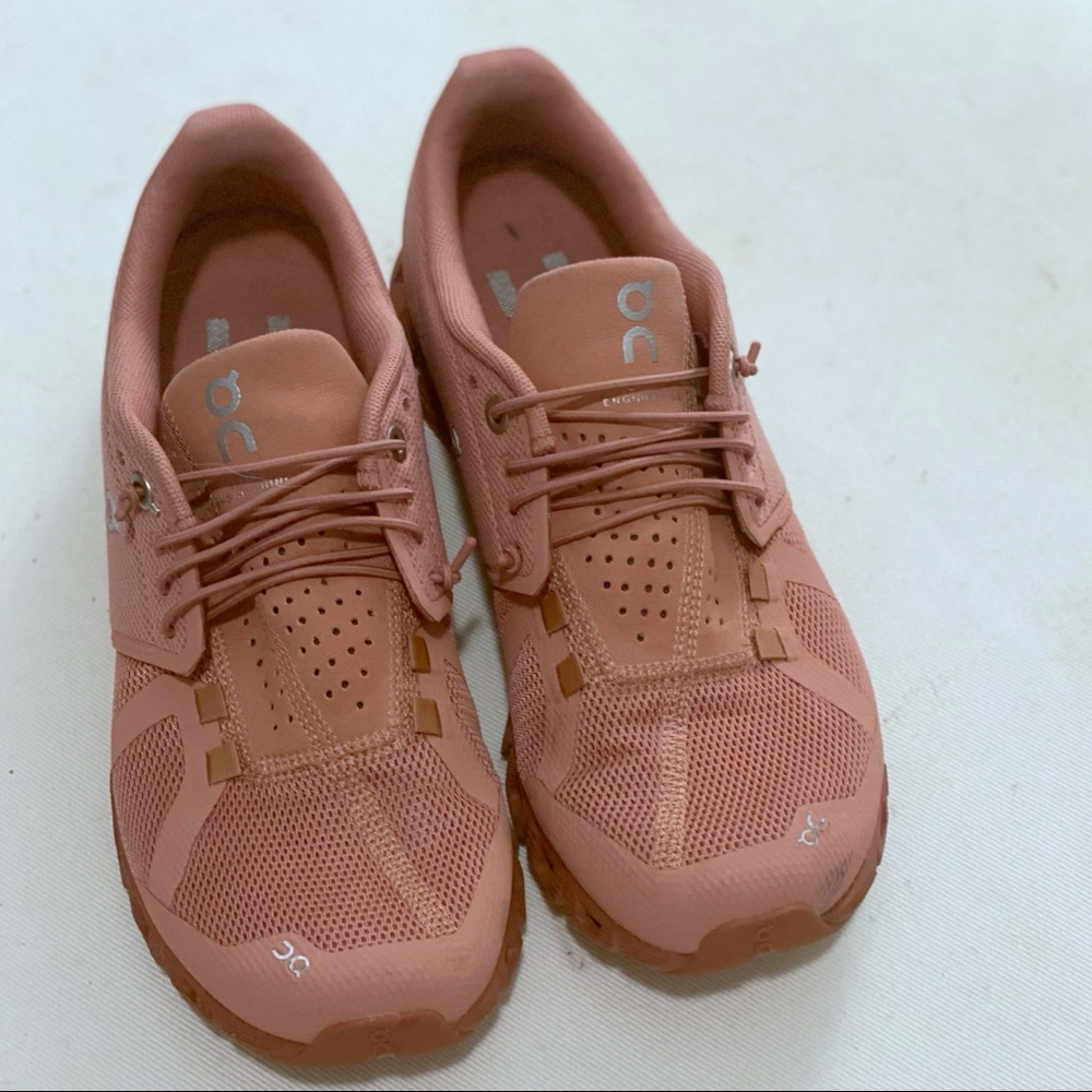 On Running shoes.  Rose size 7